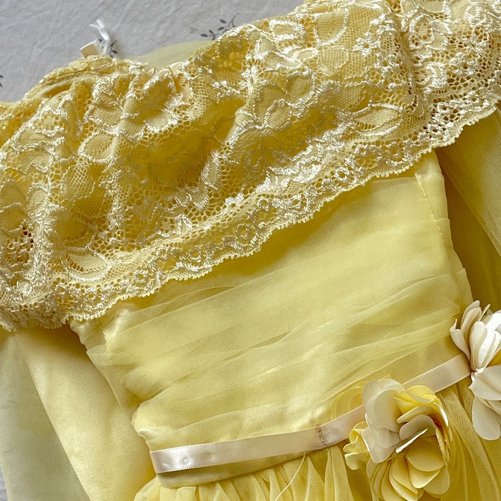 Fresh Yellow Belle Dress with Lace detailing- Girls - 4–5years - Used - Picture 6 of 13